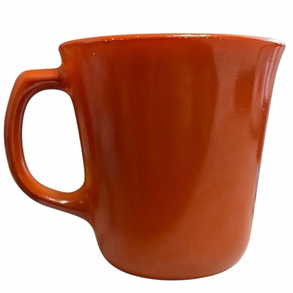 Vintage Corning Burnt Orange Milk Glass Coffee Mugs Set of 2 | Retro 1970s Brown